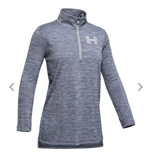 NWT. Under Armour Girls’ Tech 1/2 Zip Long Sleeve Shirt in Downpour Gray